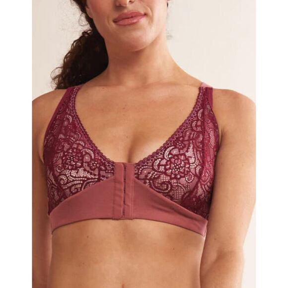 Anaono Other - Anaono JamieLee NEW pocketed front closure lace bra size Large Wine